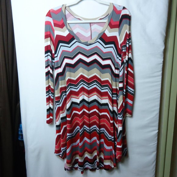 Reborn J Chevron Print Multi Color A Line Dress - Picture 1 of 7